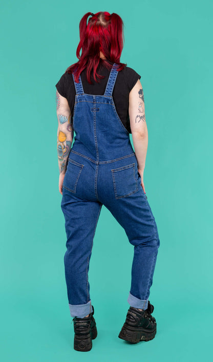 Run & Fly - Blue Stone Wash Stretch Denim Dungarees