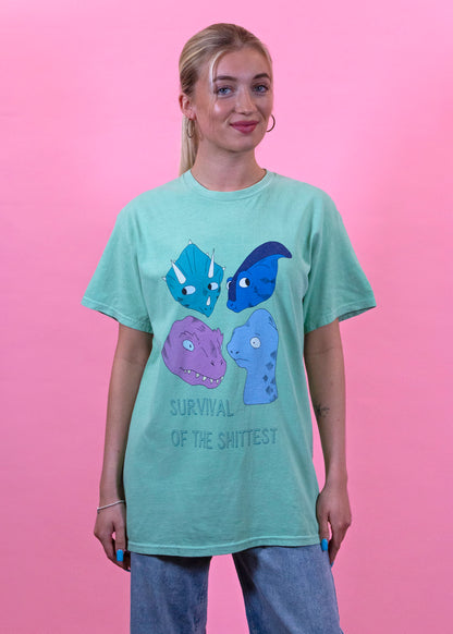 Home of Rainbows - Survival Of The Shi*test Dinosaur Tee