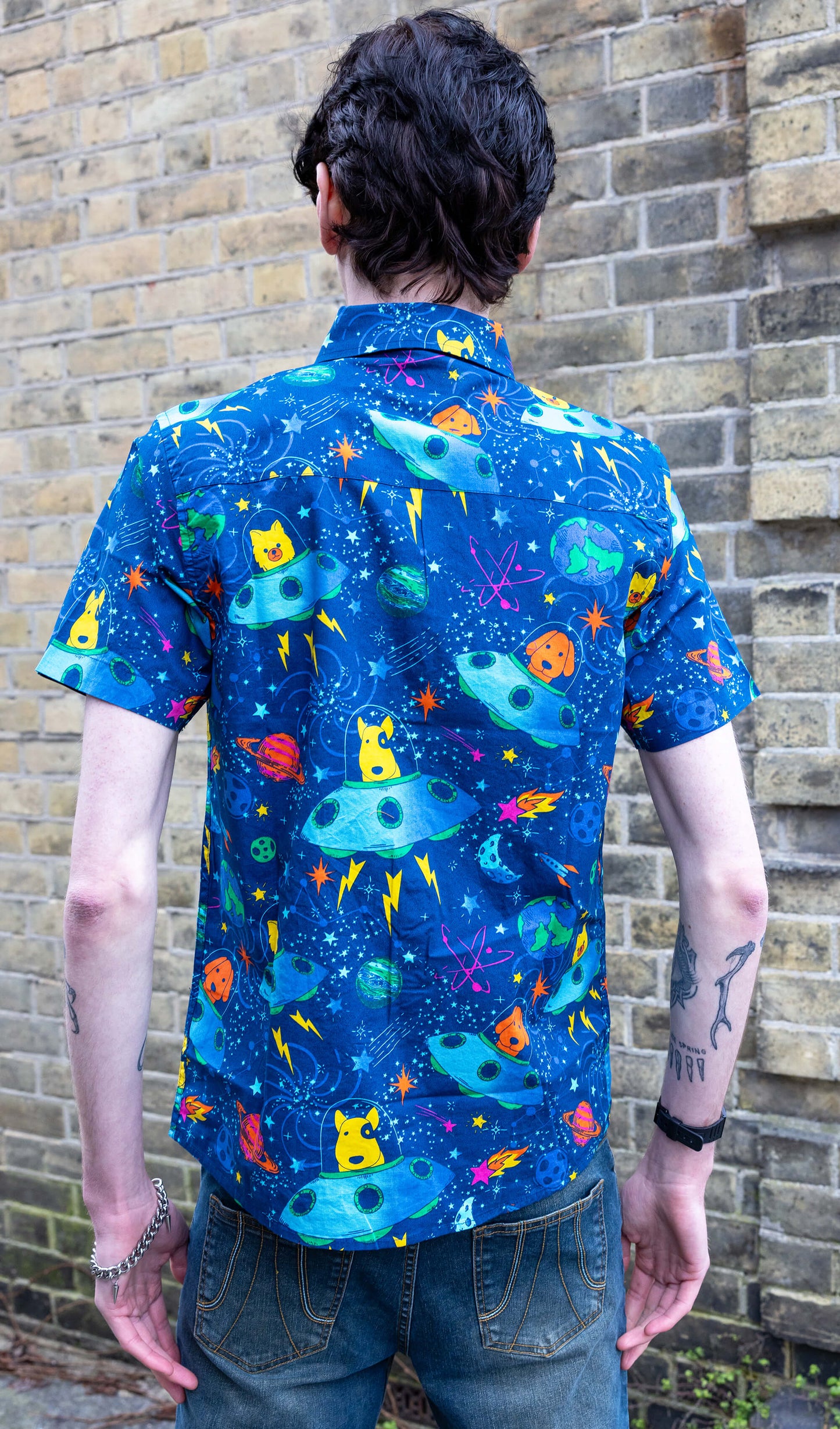 Run & Fly - Dogs in Space Short Sleeve Shirt