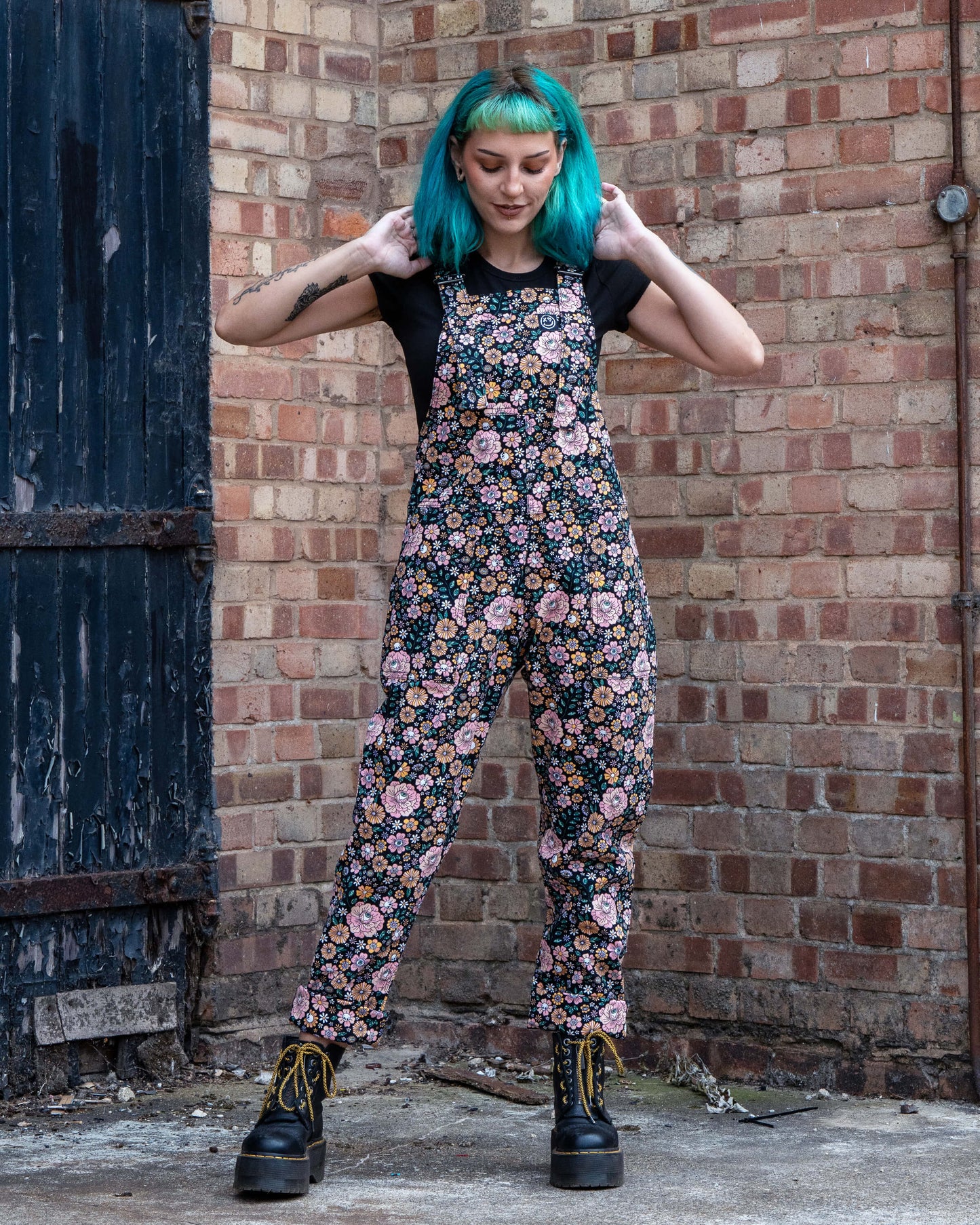 Rebel Romance - Eye Spy Floral Stretch Dungarees
