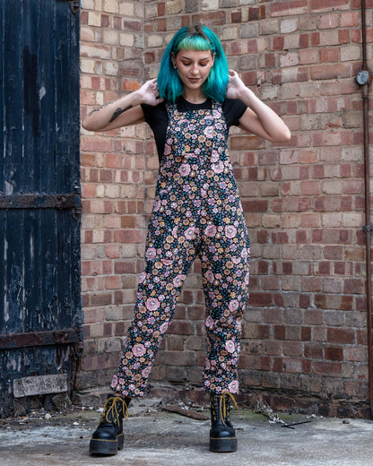 Rebel Romance - Eye Spy Floral Stretch Dungarees