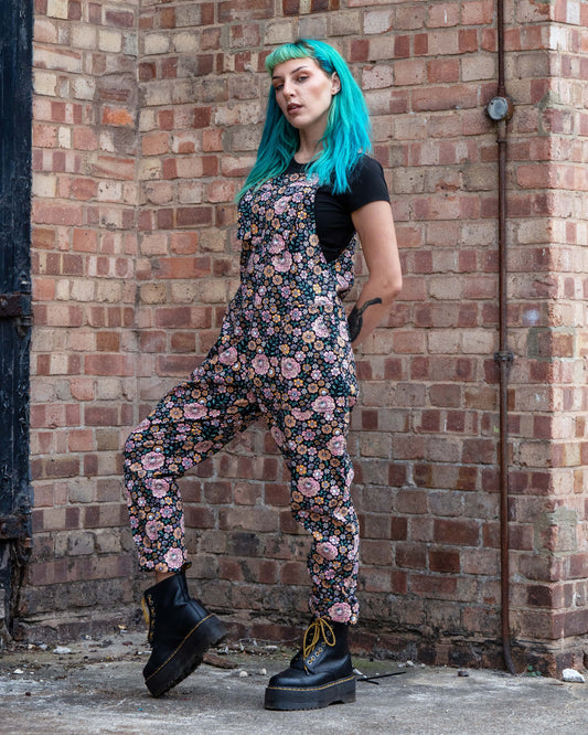 Rebel Romance - Eye Spy Floral Stretch Dungarees