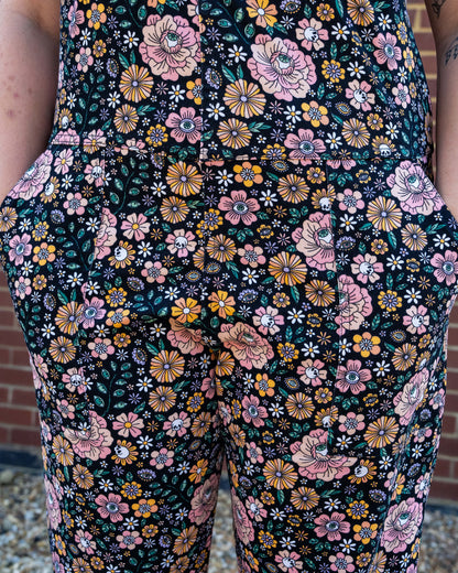 Rebel Romance - Eye Spy Floral Stretch Dungarees