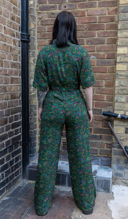 Run & Fly - Forest Green Paisley Jumpsuit