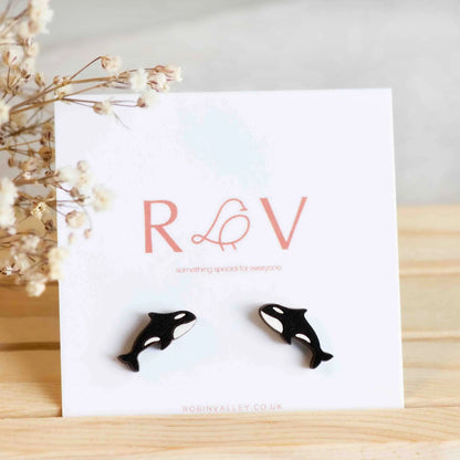 Robin Valley - Orca Cherry Wood Stud Earrings