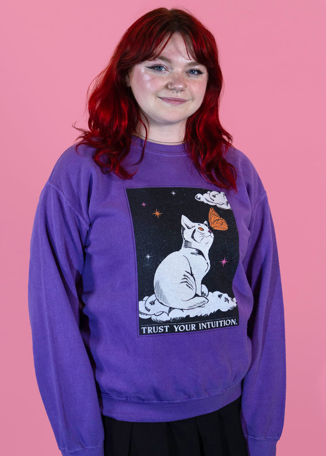 Daisy Street - Violet Trust Your Intuition Cat Sweater