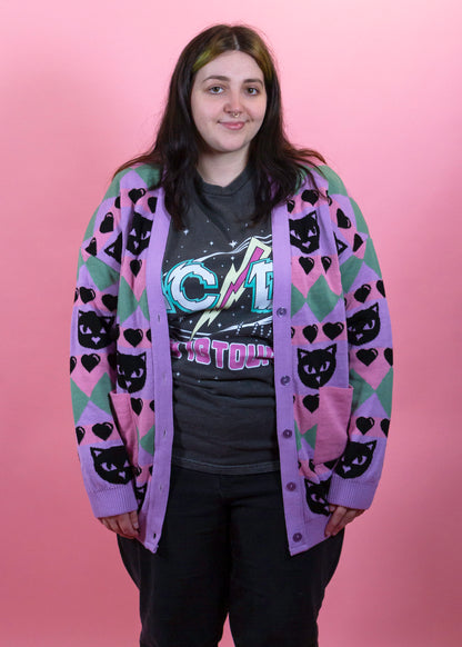 Home of Rainbows - Pastel Kitty Knit Cardigan: BACK SOON