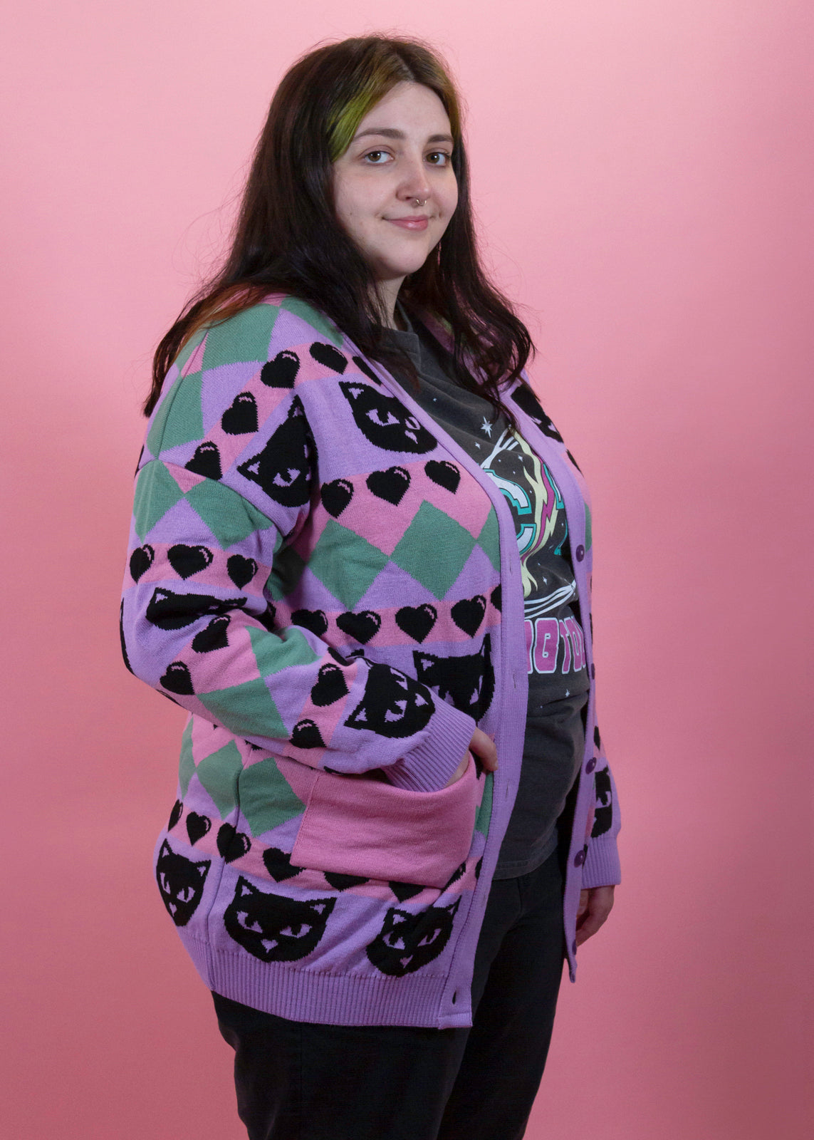 Home of Rainbows - Pastel Kitty Knit Cardigan: BACK SOON