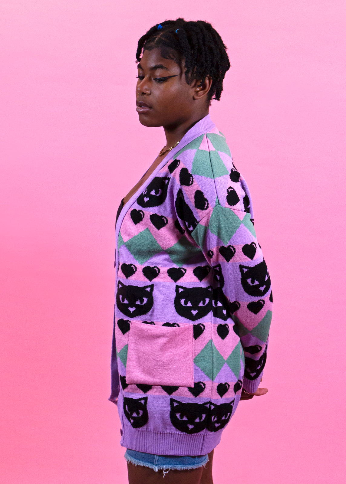 Home of Rainbows - Pastel Kitty Knit Cardigan: BACK SOON