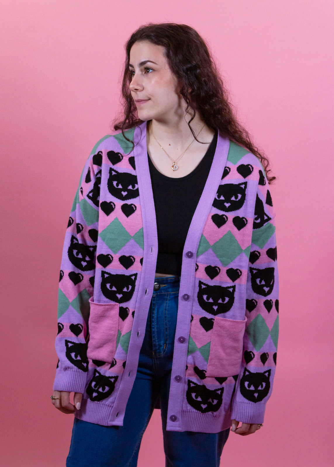 Home of Rainbows - Pastel Kitty Knit Cardigan: BACK SOON