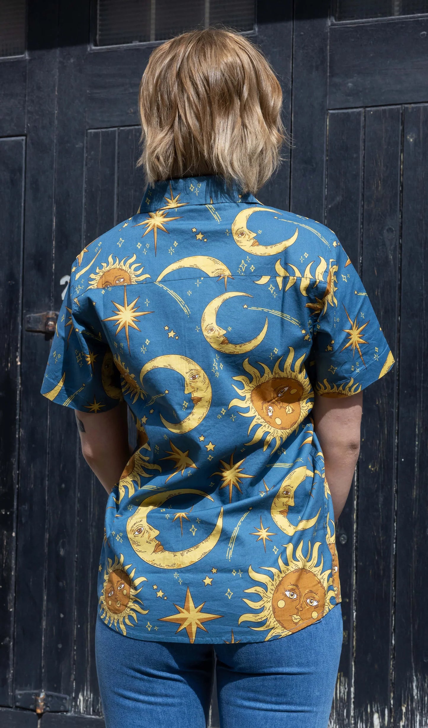 Run & Fly - Celestial Sun and Moon Short Sleeve Shirt