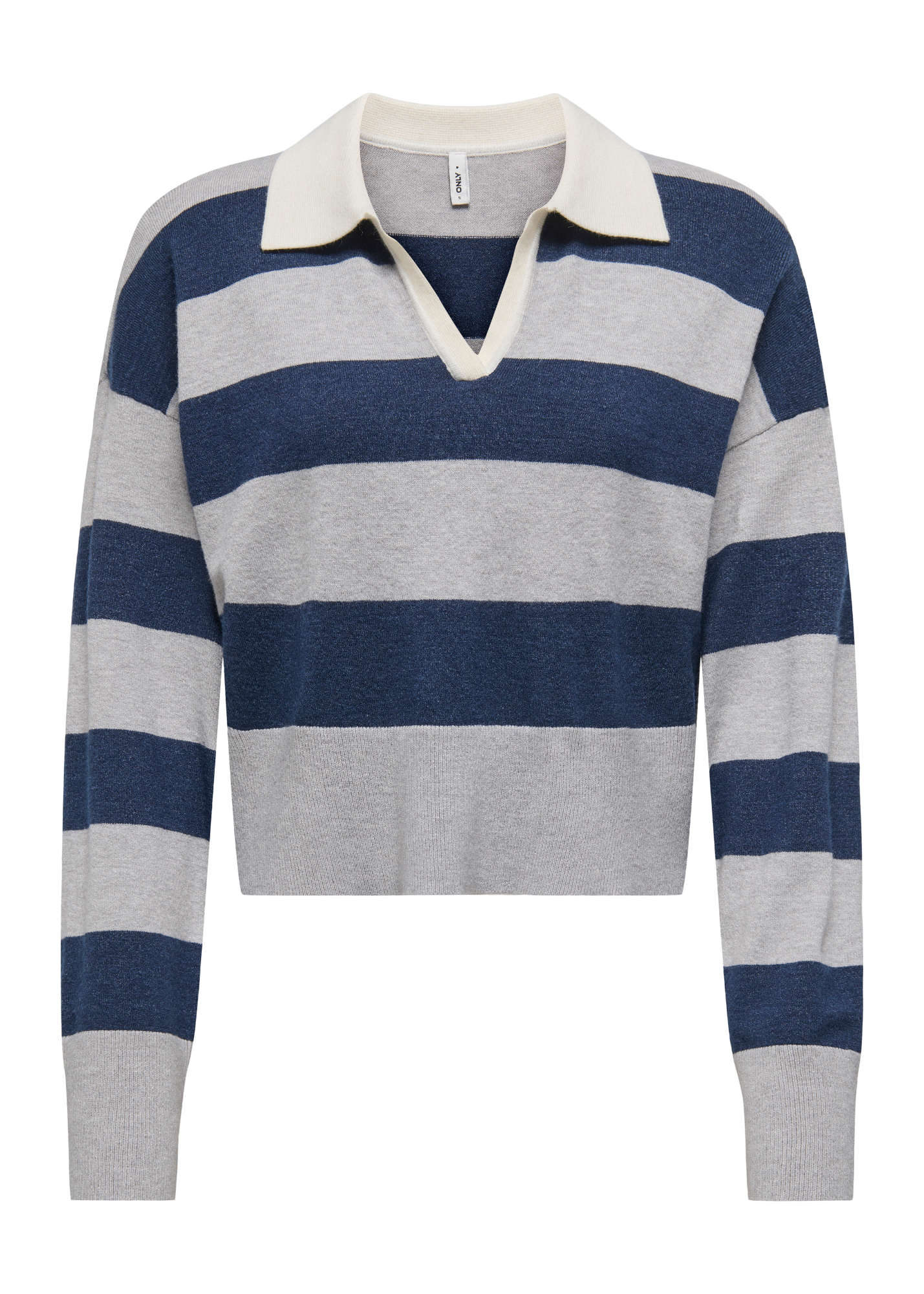 Only - Blue and Grey Stripe Polo Jumper