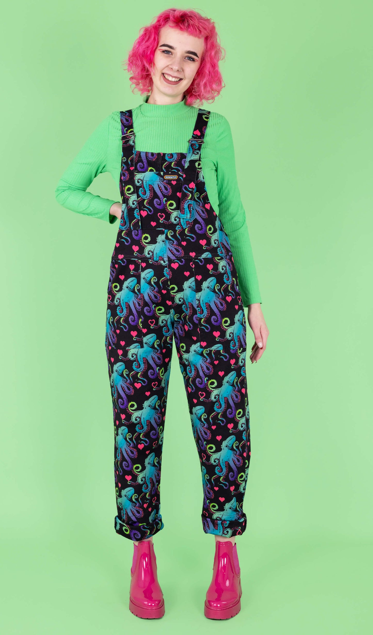 Run & Fly - Octopus Love Stretch Twill Dungarees