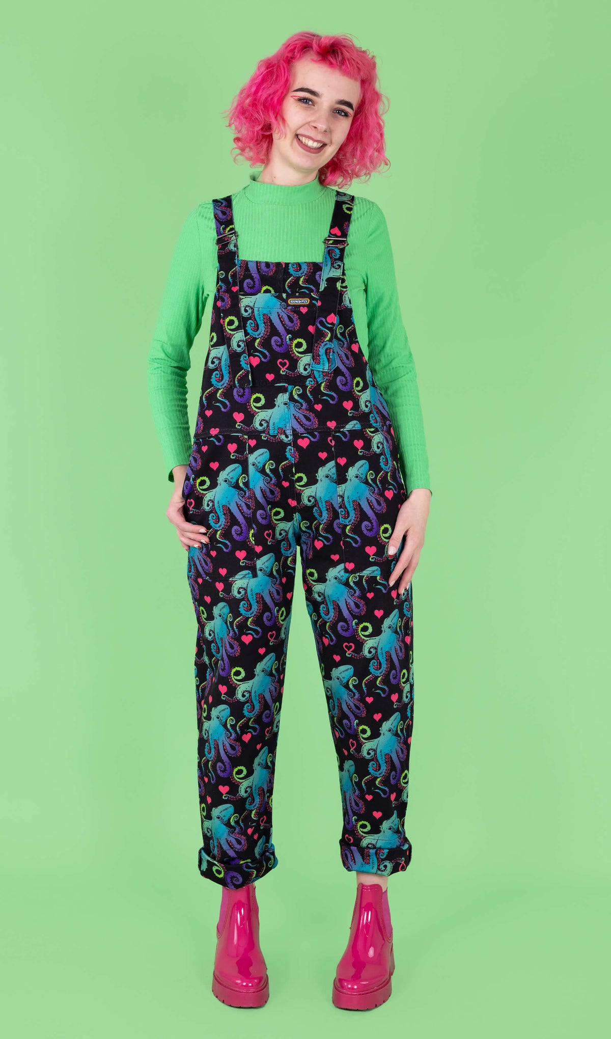 Run & Fly - Octopus Love Stretch Twill Dungarees