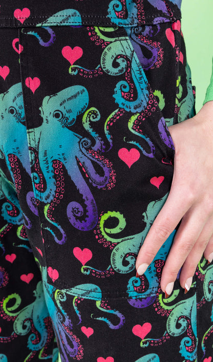 Run & Fly - Octopus Love Stretch Twill Dungarees