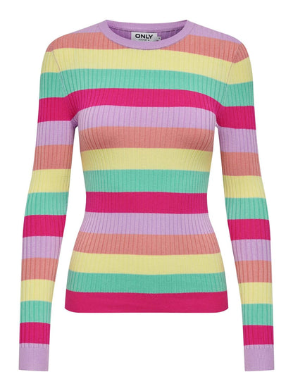 Only - Pastel Rainbow Stripe Knit Top