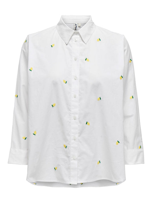 Only - White Shirt with Embroidered Lemons