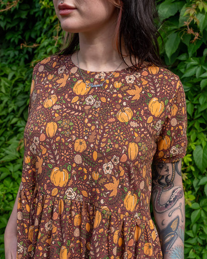 Run & Fly - Autumn Pumpkin Oversized Smock Dress