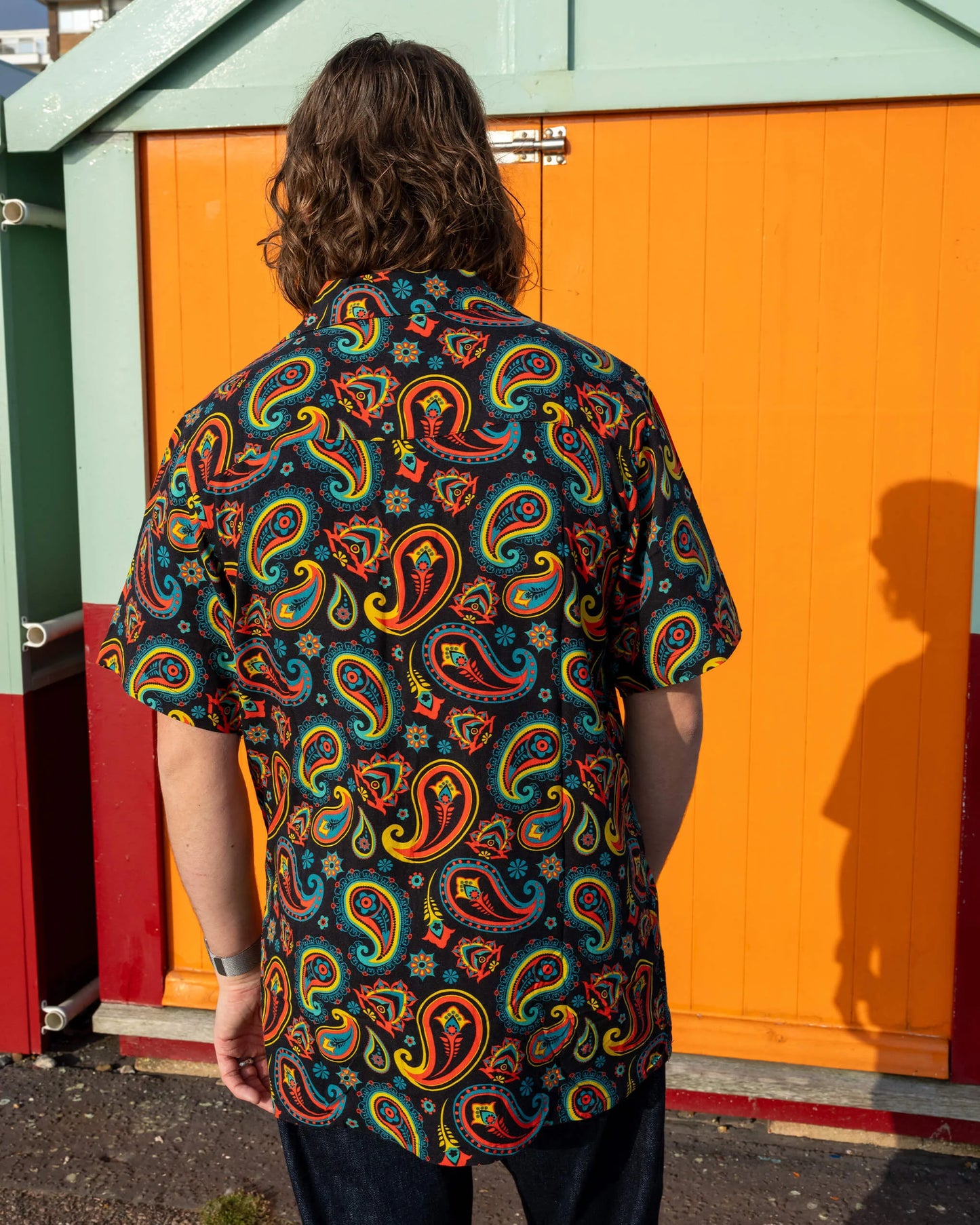 Run & Fly - Black Paisley Short Sleeve Rayon Shirt