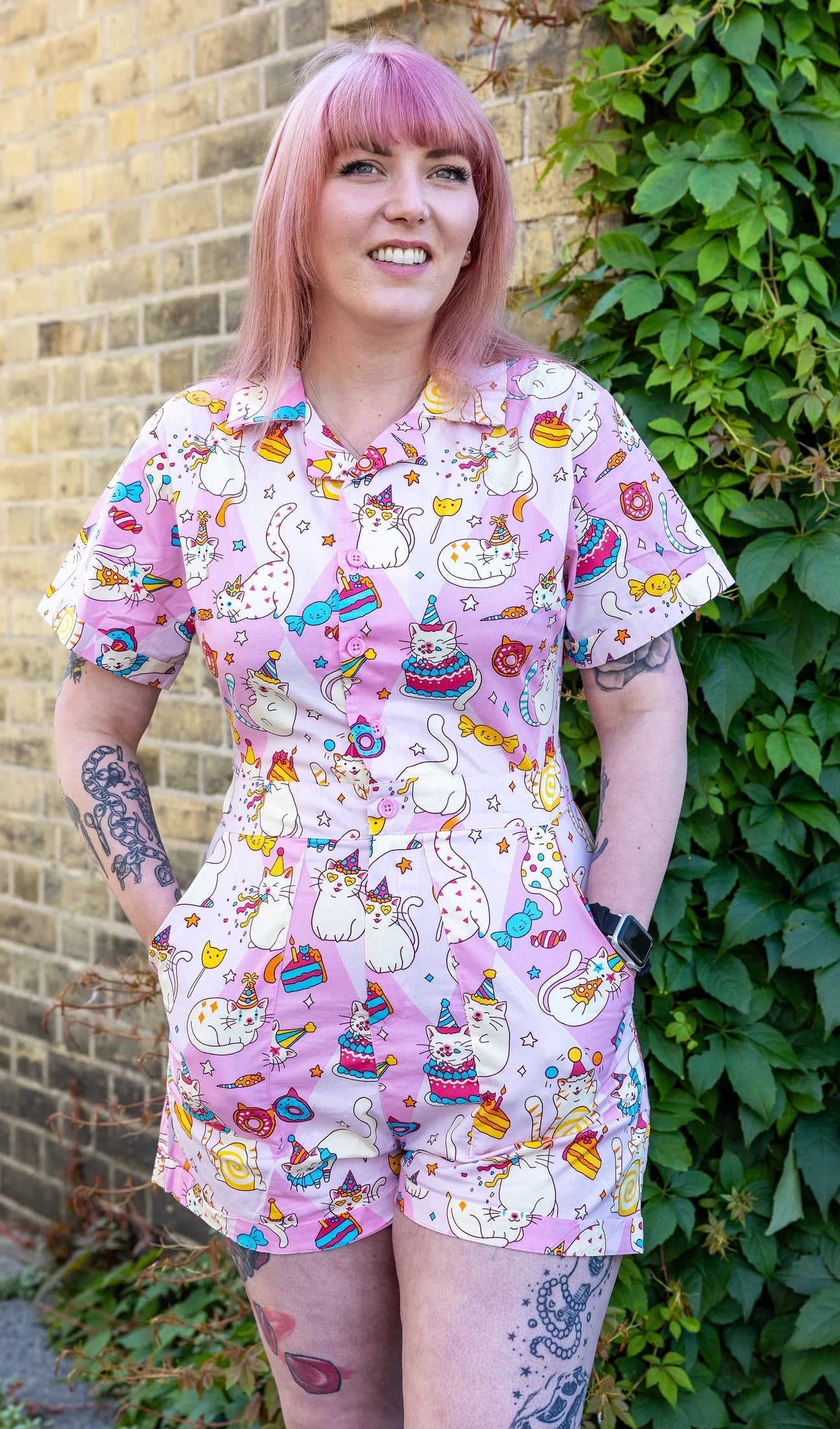 Run & Fly - The Mushroom Babes Party Cat Playsuit