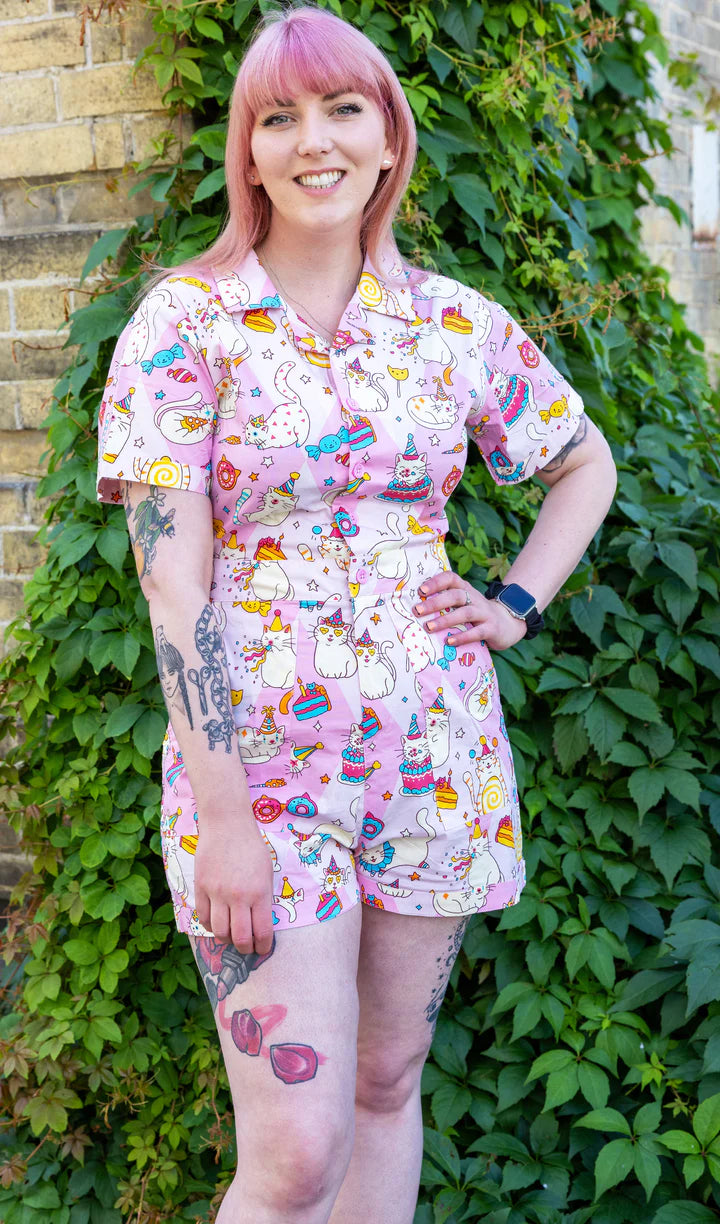 Run & Fly - The Mushroom Babes Party Cat Playsuit