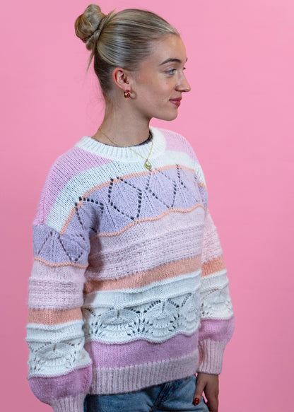 Only -  Pastel Candy Stripe Mixed Knit Jumper