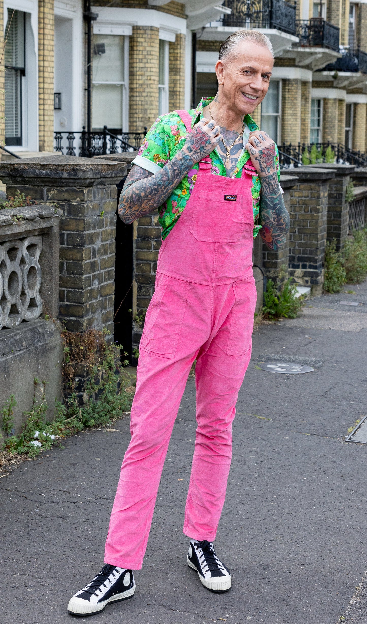 Run & Fly - Pink Stretch Corduroy Dungarees