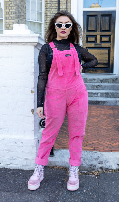 Run & Fly - Pink Stretch Corduroy Dungarees