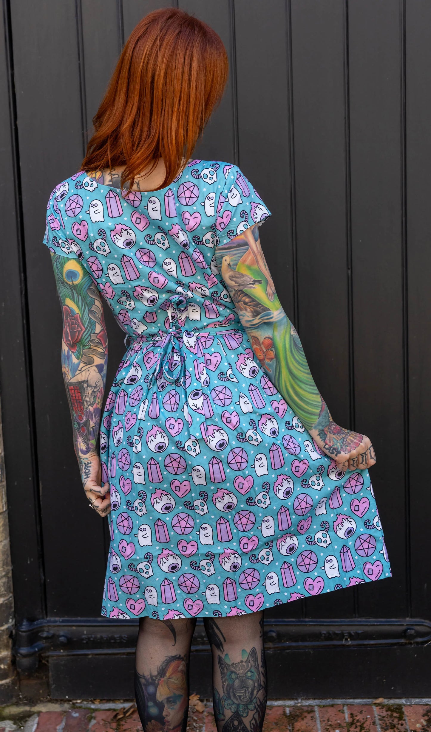 Run Fly Pretty Spooky Stretch Belted Tea Dress with Pockets