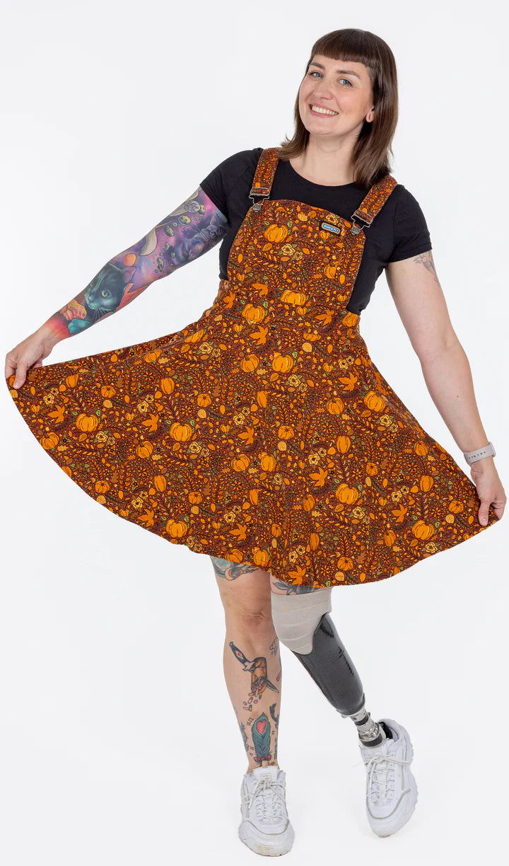 Run & Fly - Autumn Pumpkin Flared Pinafore Dress