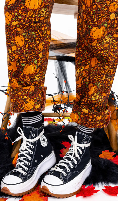 Run & Fly - Autumn Pumpkins Stretch Twill Dungarees