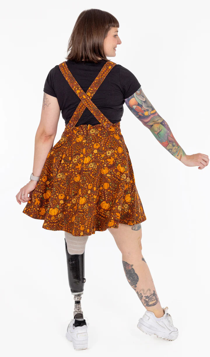 Run & Fly - Autumn Pumpkin Flared Pinafore Dress