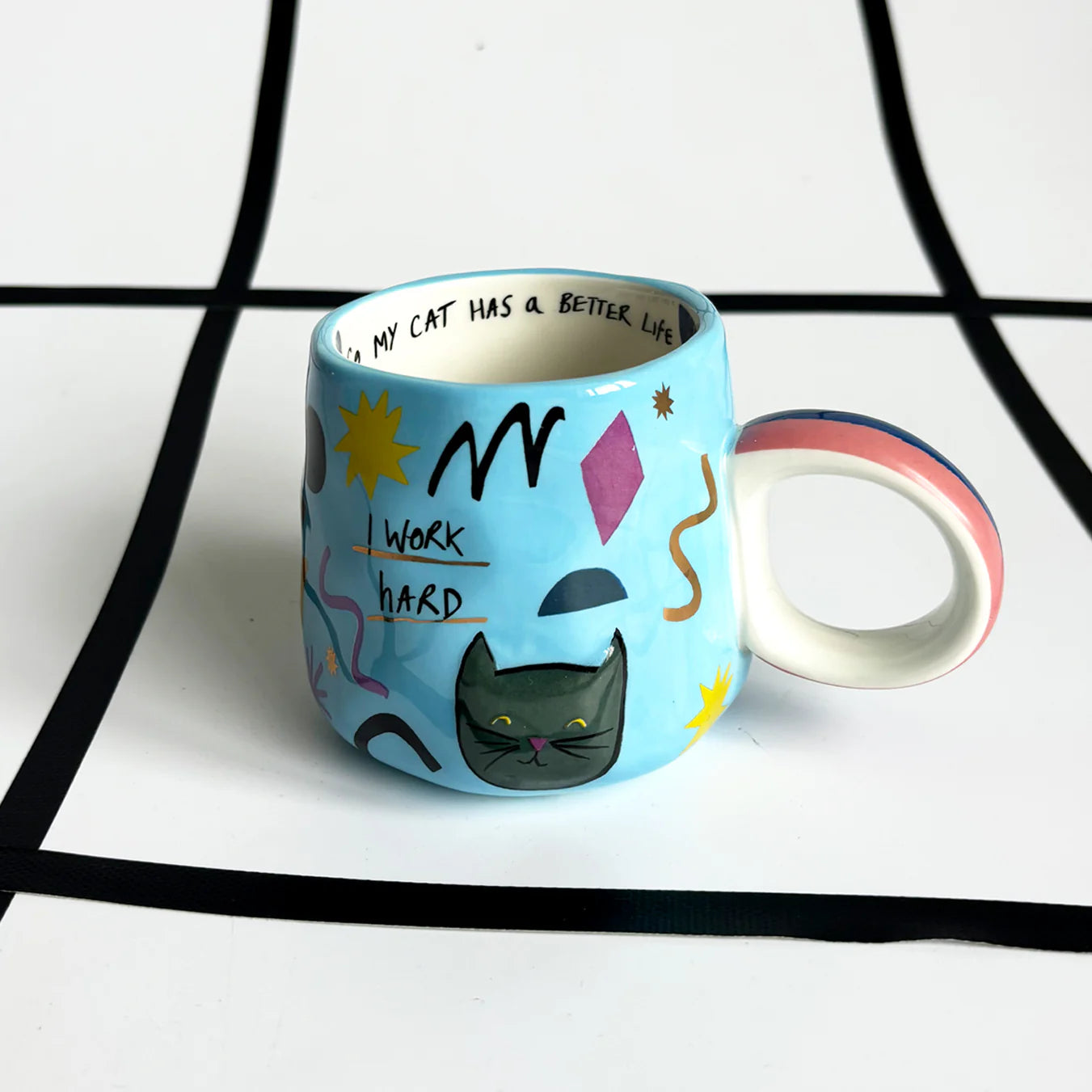 House of Disaster - Small Talk ‘I work hard’ Cat Mug