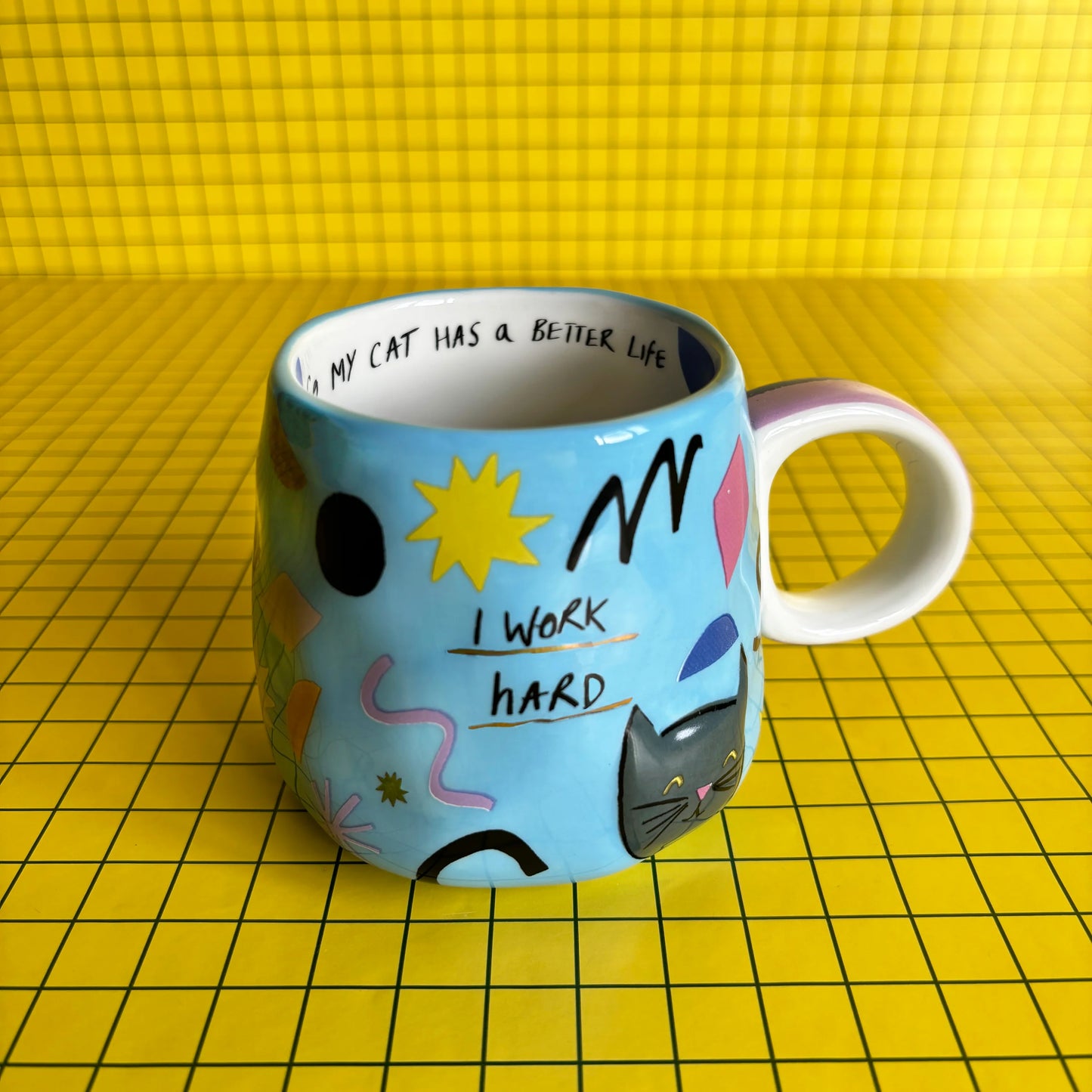 House of Disaster - Small Talk ‘I work hard’ Cat Mug