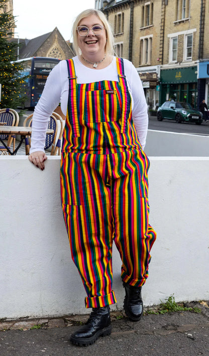 Run & Fly - Rainbow Stripes Stretch Twill Dungarees