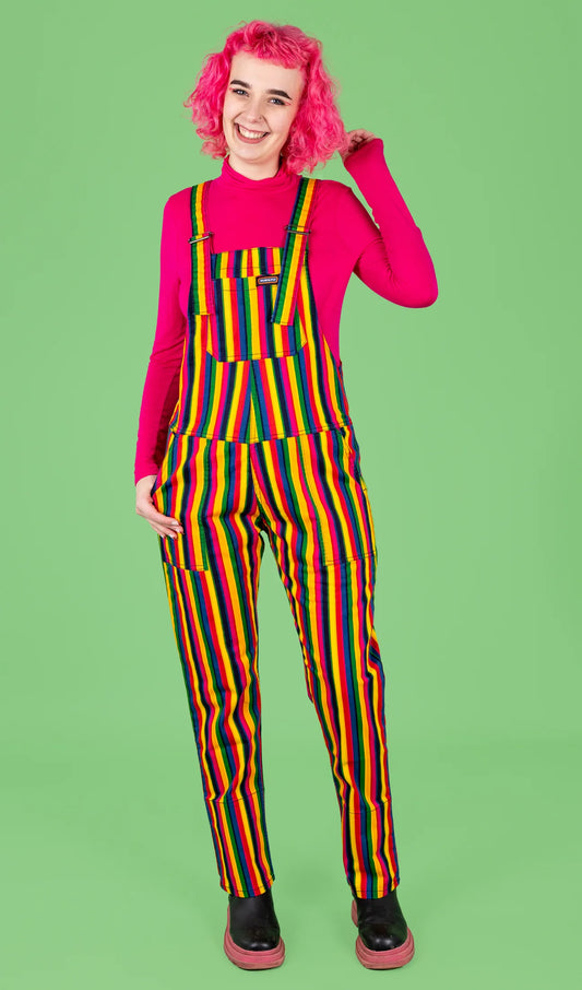 Run & Fly - Rainbow Stripes Stretch Twill Dungarees