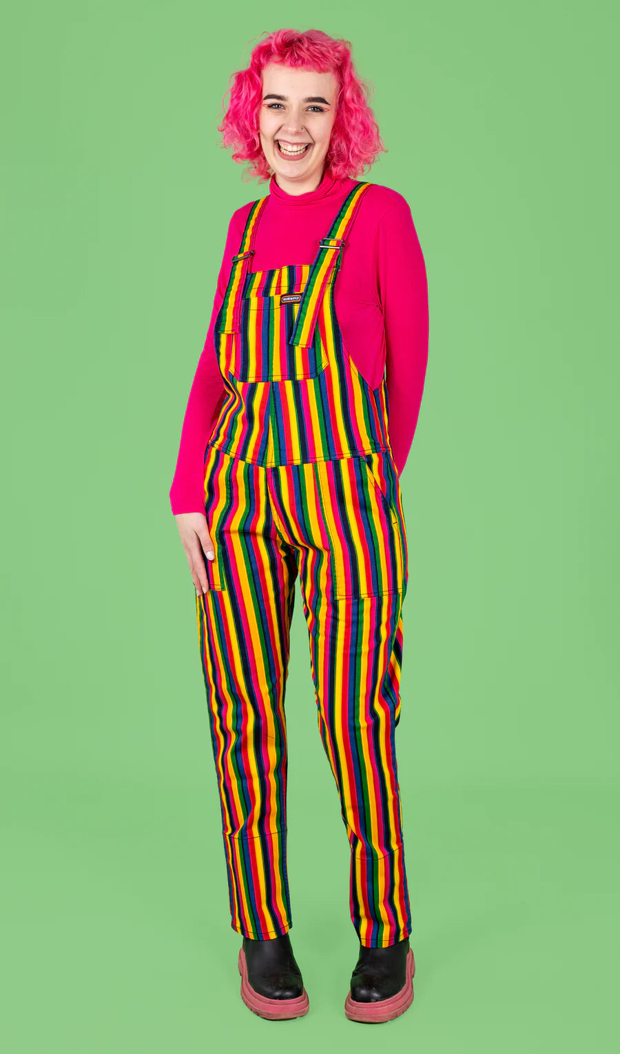 Run & Fly - Rainbow Stripes Stretch Twill Dungarees