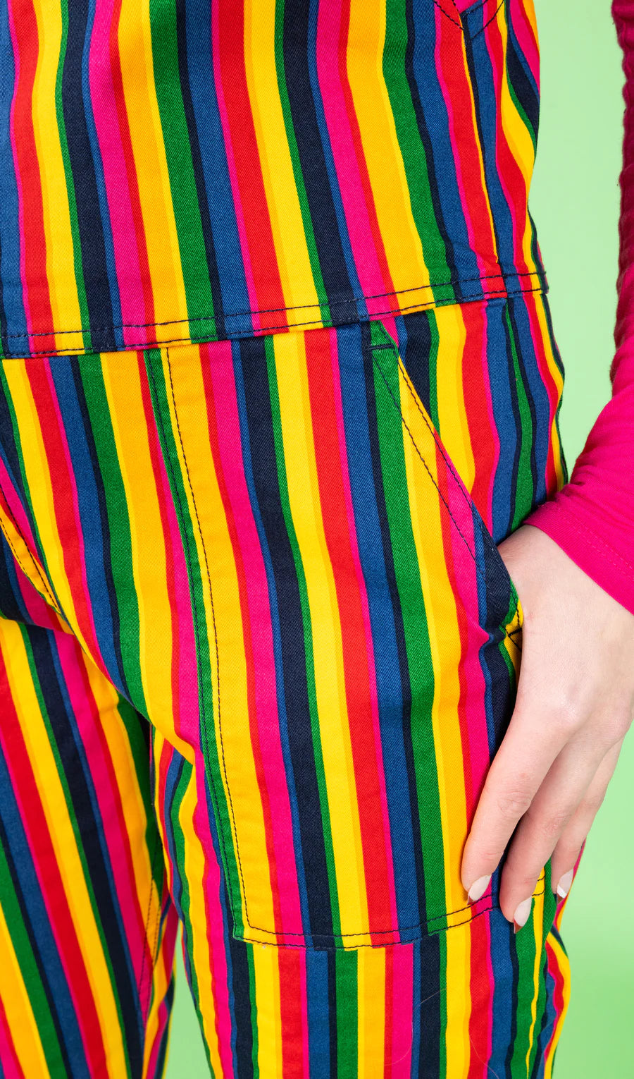 Run & Fly - Rainbow Stripes Stretch Twill Dungarees