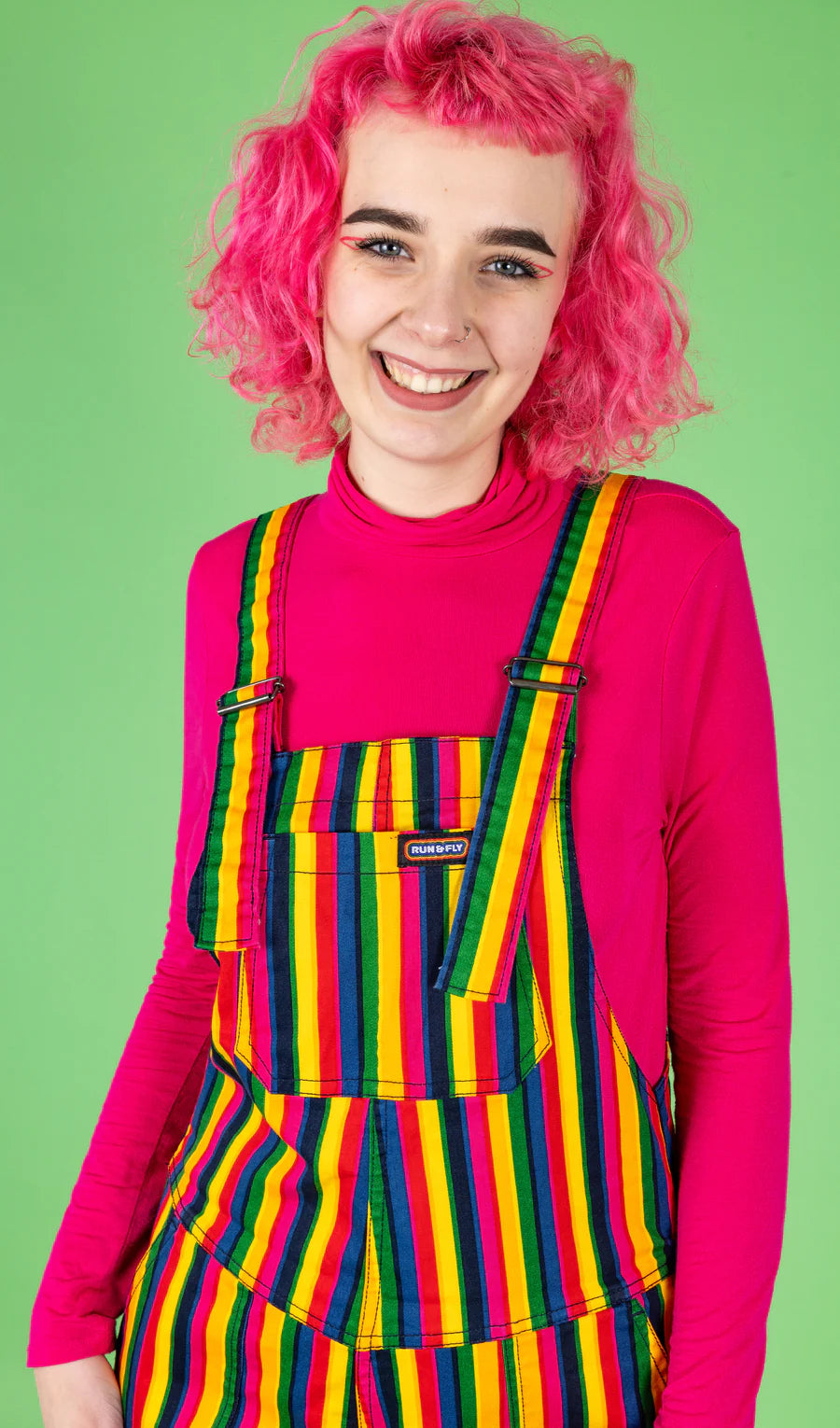 Run & Fly - Rainbow Stripes Stretch Twill Dungarees