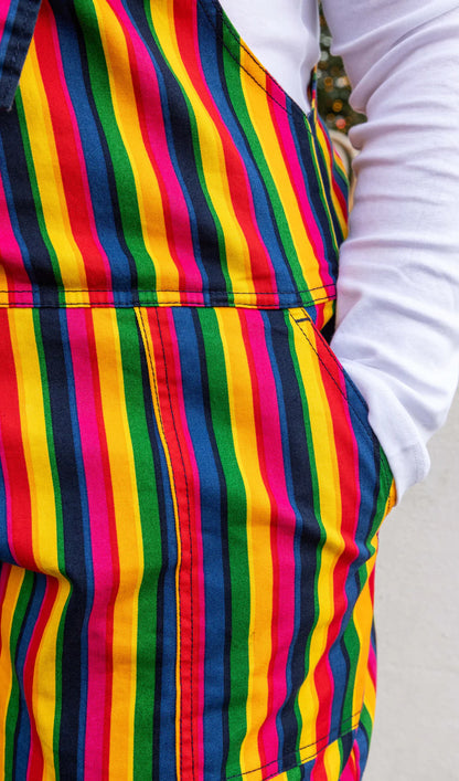 Run & Fly - Rainbow Stripes Stretch Twill Dungarees