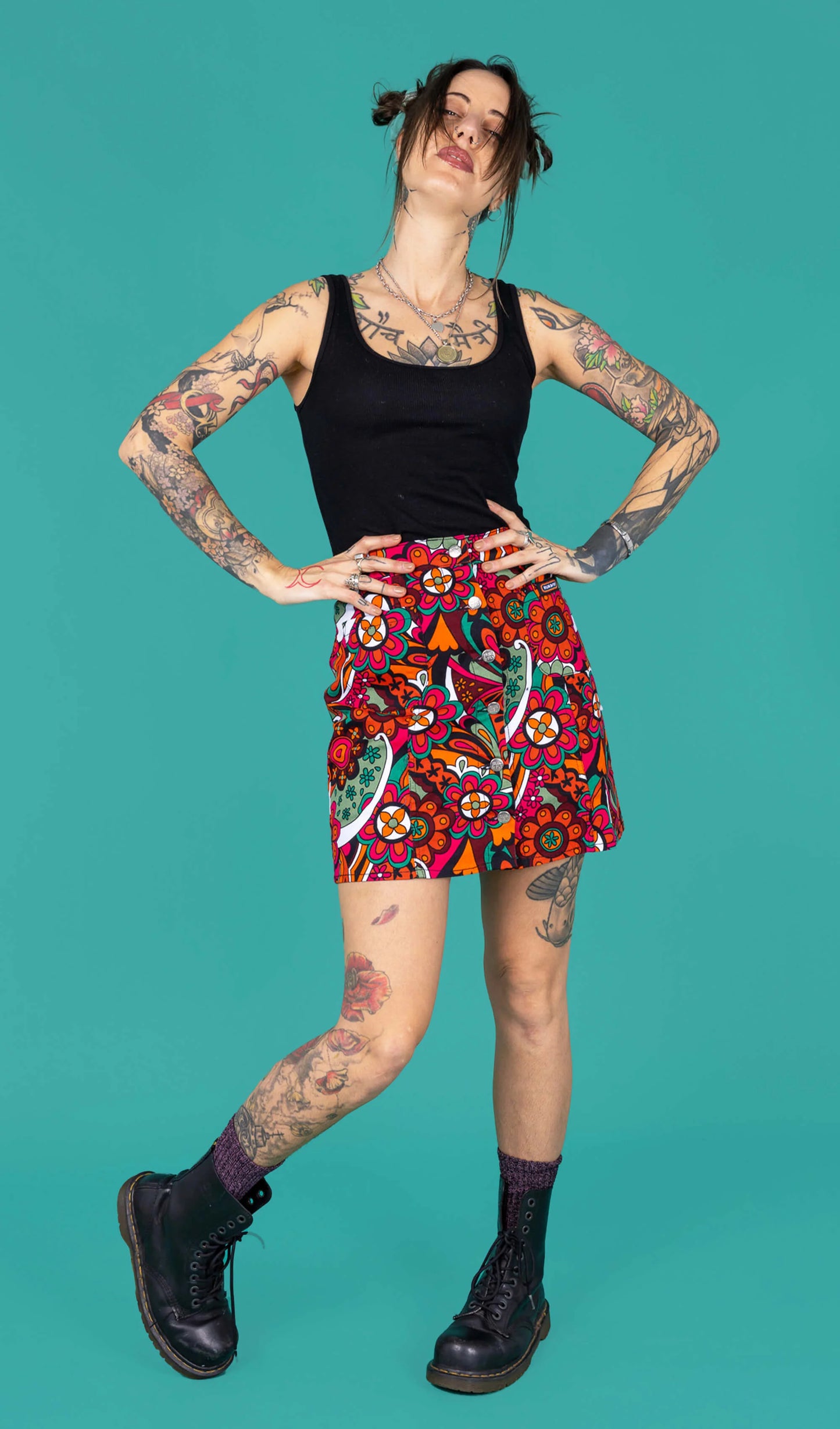 Run & Fly - Swirly Floral A Line Skirt