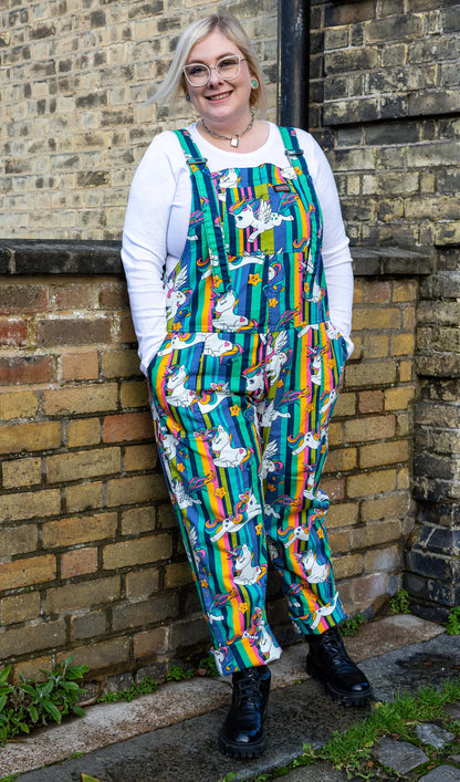 Run & Fly - Unicorn Stripes Stretch Twill Dungarees