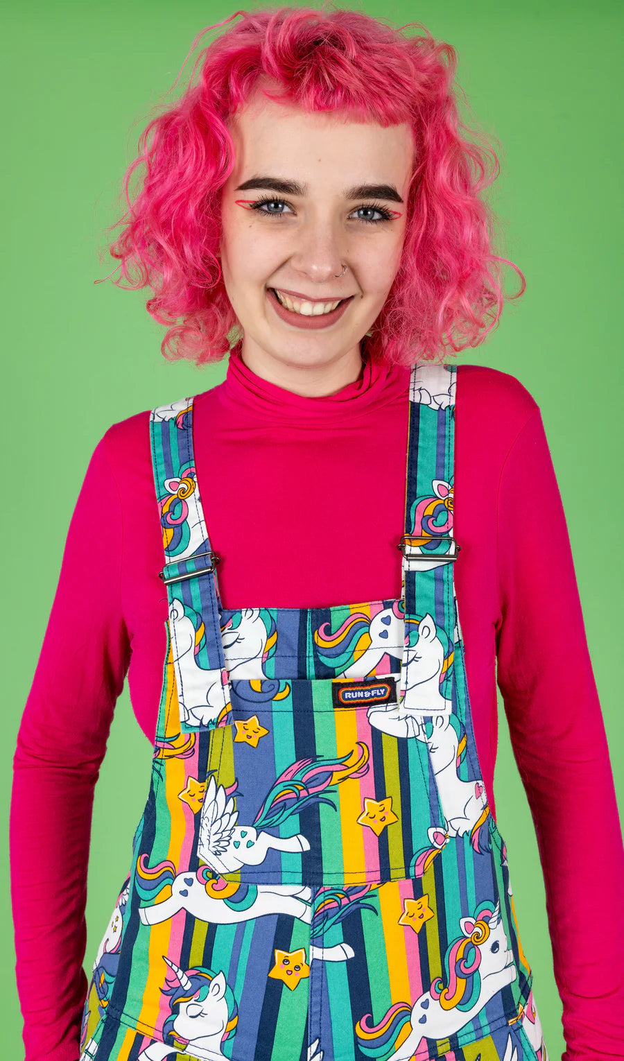 Run & Fly - Unicorn Stripes Stretch Twill Dungarees