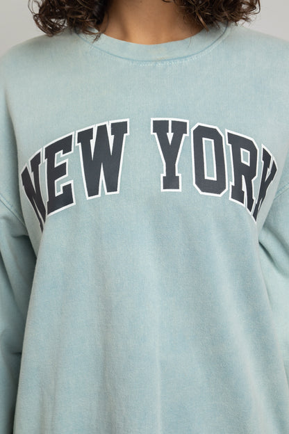 Daisy Street - Vintage-Style Blue New York Sweater
