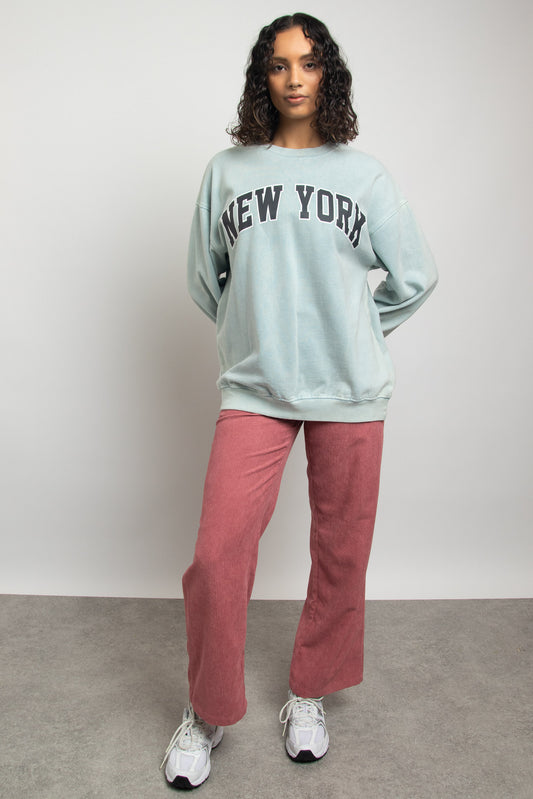 Daisy Street - Vintage-Style Blue New York Sweater