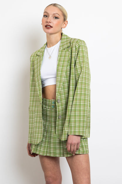 Daisy Street - Green Checked Pleated Mini Skirt