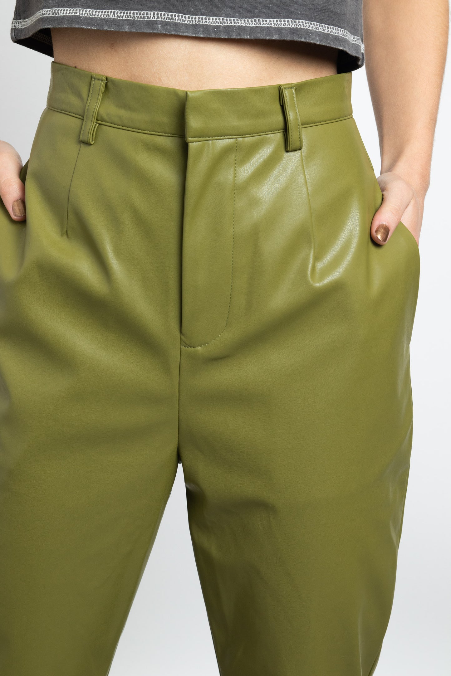 Daisy Street - Moss Green PU Trousers