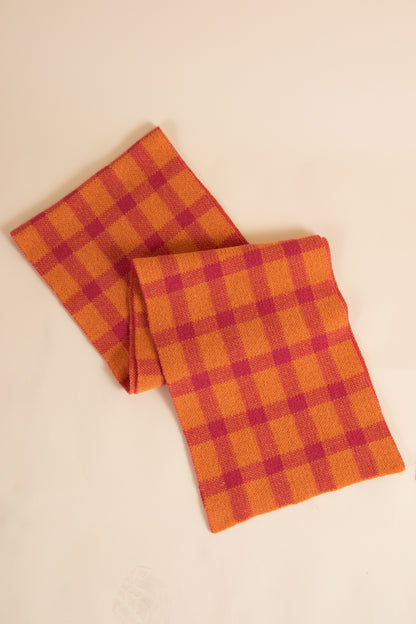 Daisy Street - Pink & Orange Checked Knit Scarf
