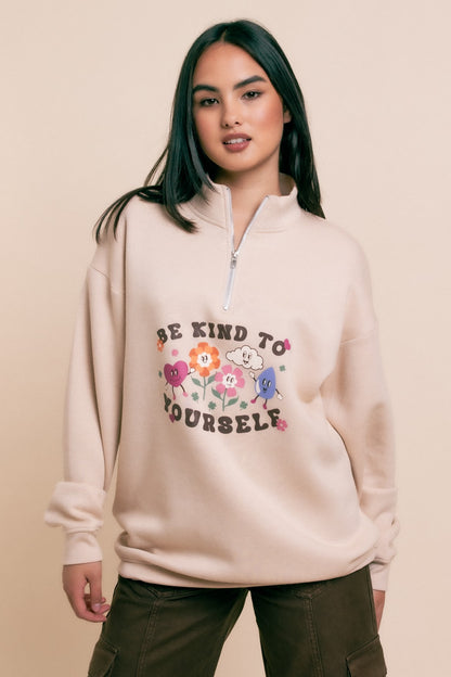 Daisy Street - Be Kind To Yourself Zip Up Sweater
