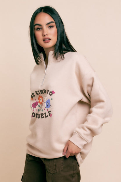 Daisy Street - Be Kind To Yourself Zip Up Sweater